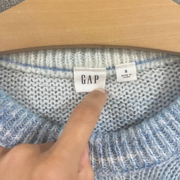 Gap Forever Cozy Knit Sweater Bluespace Dye Blue Striped Cozy Womens Size S - Picture 2 of 8